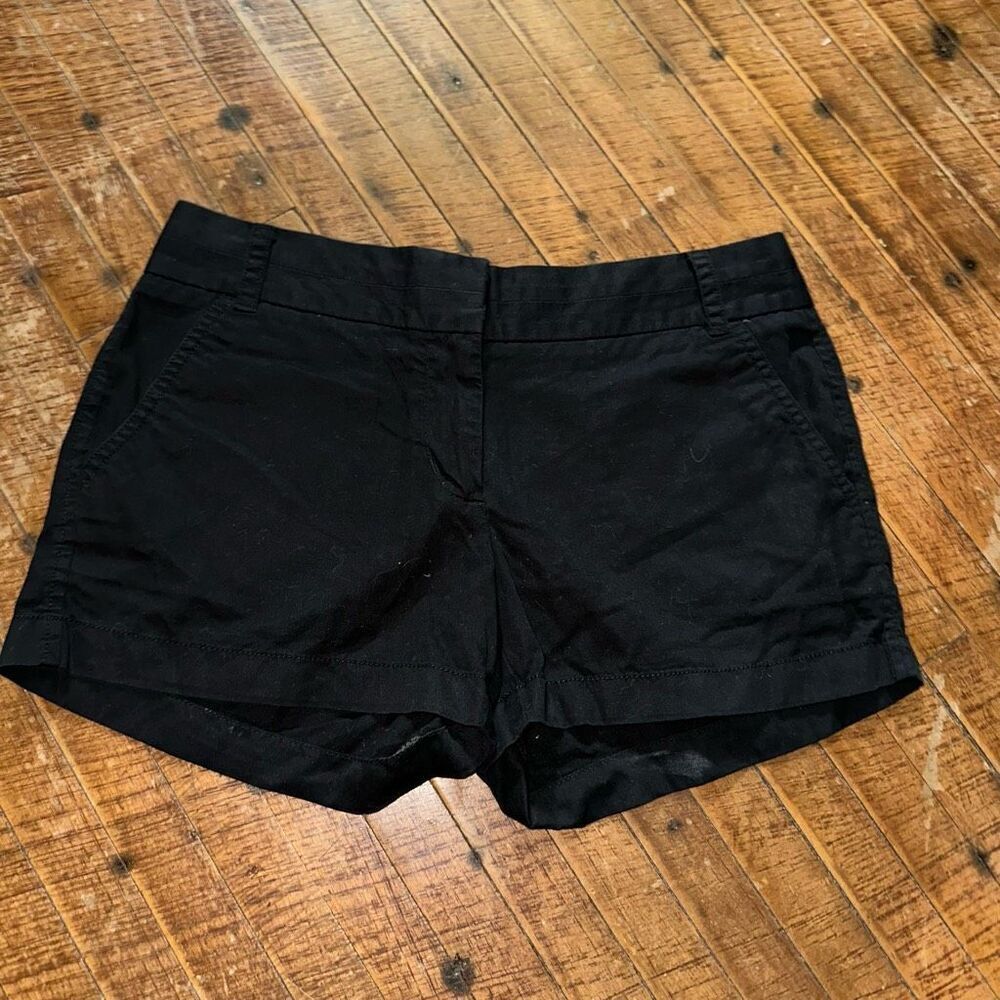 J Crew chino flat front black preppy minimalist size 2 shorts